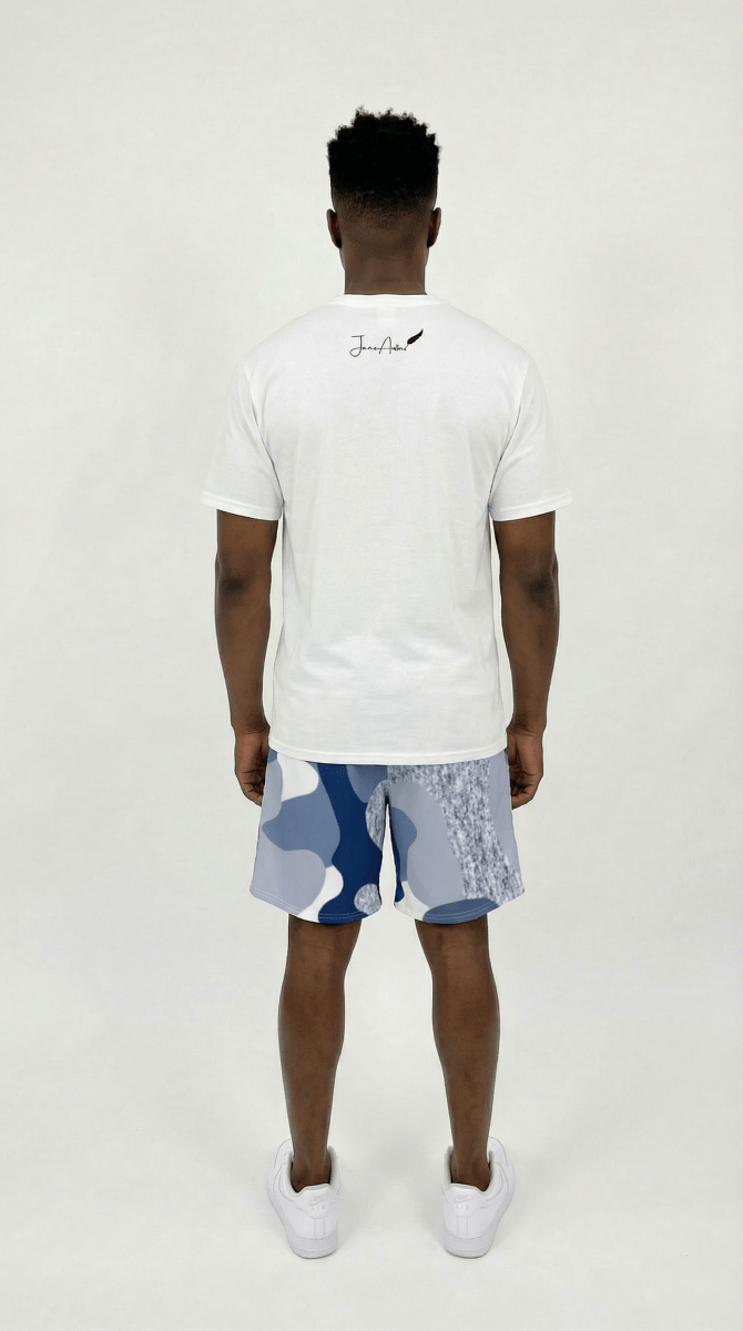 Blue Camo Windbreaker Shorts - JaneAustins