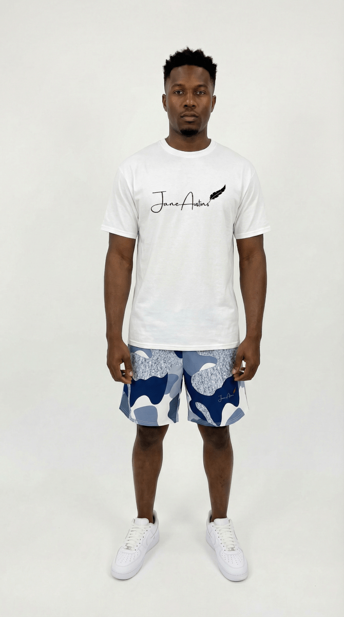 Blue Camo Windbreaker Shorts - JaneAustins