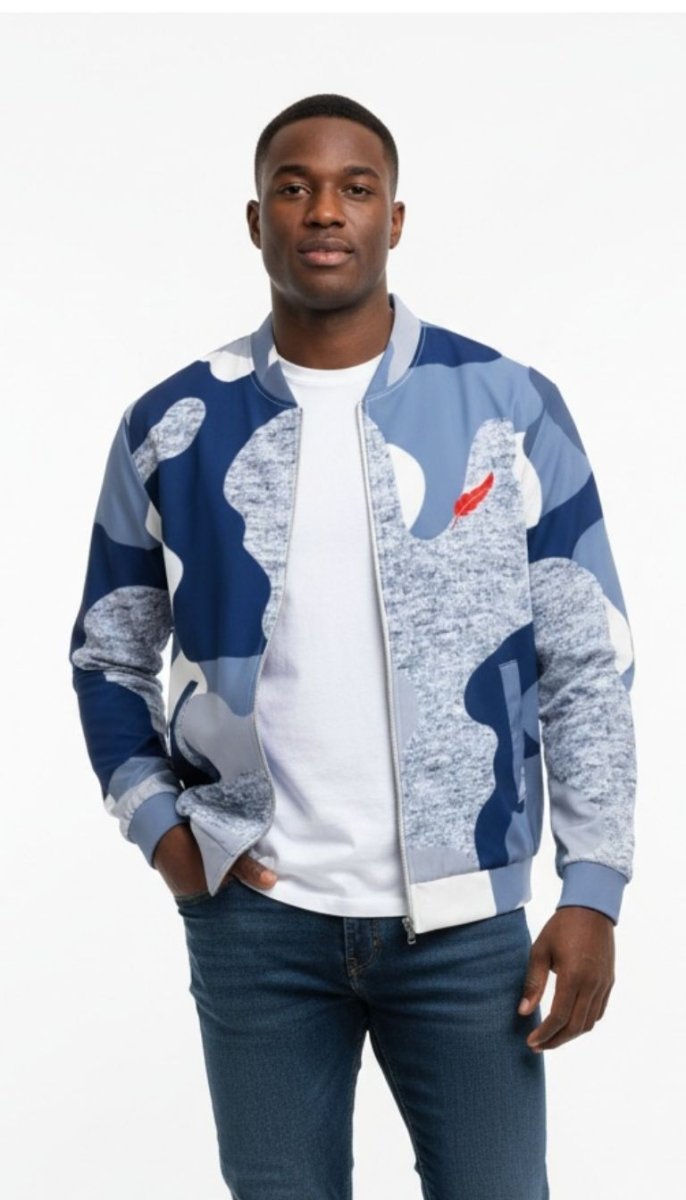 Blue Camo Zip Up Sweater - JaneAustins